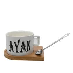 ספל עם תחתית עץ