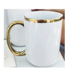 ספל לבן קנט וידית זהב