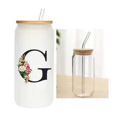 כוס זכוכית עם קש זכוכית