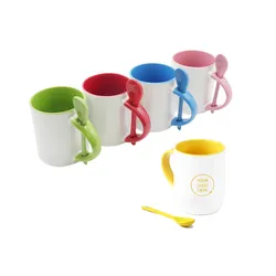 ספל צבעוני עם כפית